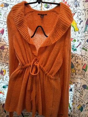 Shawl collar light weight draw waist cardigan.